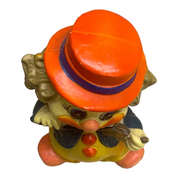 VTG 60s Happy Kitsch Circus Clown Coin Bank Plastic Playing Violin Piggy Bank - Picture 4 of 8